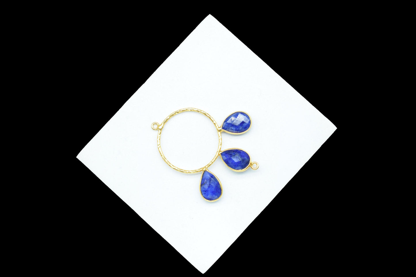Blue Sapphire Jewelry Connector/Brass Connector Jewellery/Gold Plated Pendant/Handmade Jewellery/Double Bail Pendant/Wedding Jewelry/Gift