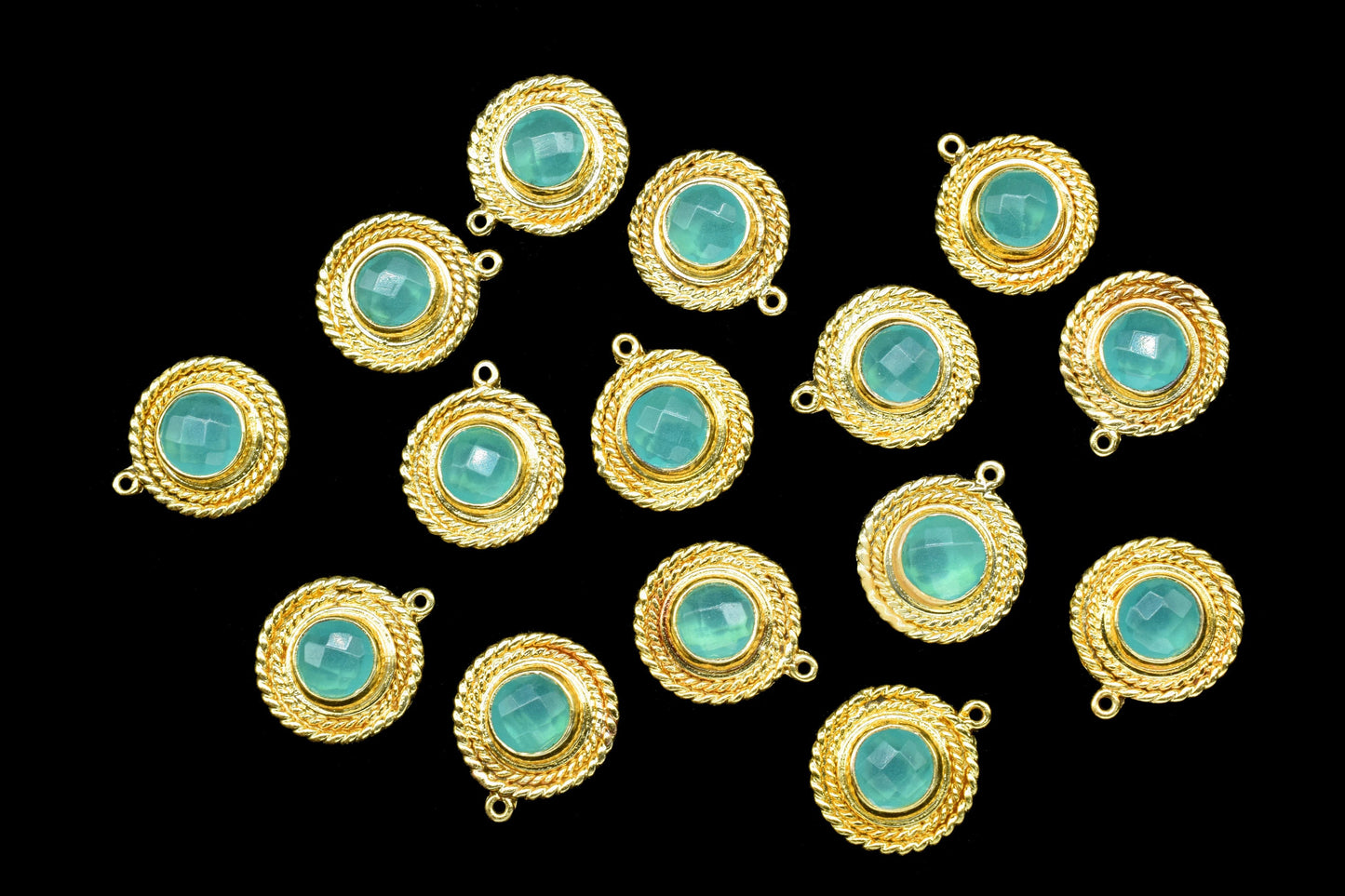 Circle Bezel Charm Pendants,Handmade Briolettes Pendant,Gemstone Beads Jewelry,Station Bezel Link,Craft Supplies,Single Bail Connectors,Gift