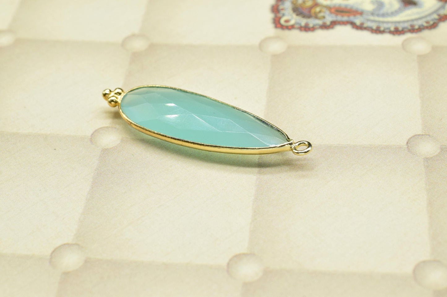 Aqua Chalcedony 10x30mm Bezel charms,Aqua Quartz Pendant,Station Bezel Link Supplies,Aqua Quartz Jewelry,Connector Pendant,Gemstone Teardrop
