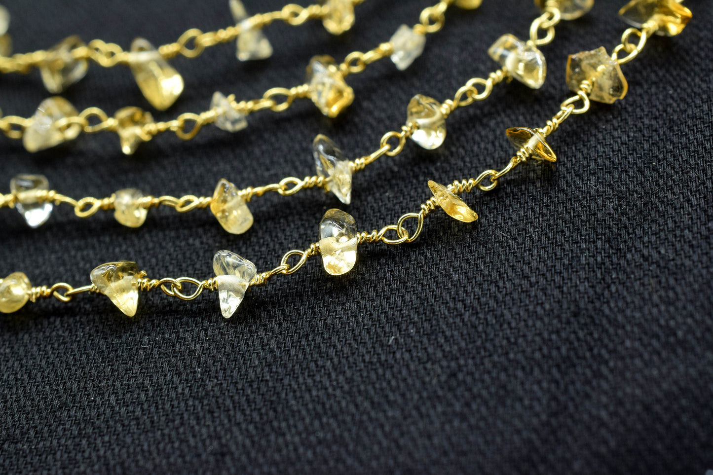 Natural Citrine Chips Rosary Chain,Nugget Rosary Chain,Finding Wire Wrap Necklace Chain,Gemstone Rosary,Handmade Jewelry Carft Supplies,Gift