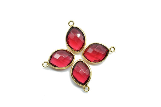 Pink Tourmaline 10x13mm Eye shape single bail charms,Pink Tourmaline pendant,Tourmaline Gold Plated bezel,Faceted Charms Connector Jewelry