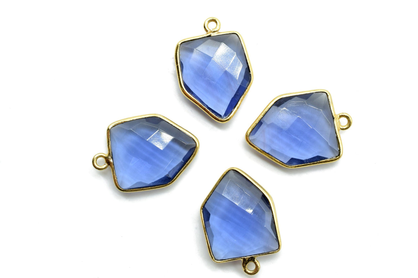 Iolite 13x17mm Bezel charm,Iolite fancy pendant,Iolite Gold Plated bezel,Brass Charms,Connector,Iolite Jewelry Making charms,-Charm Pendant
