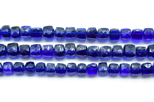 Blue Sapphire Faceted Cube Beads,3D Box Strand,3D square Dice Beads, Faceted Cube Strand,Jewelry Supplies,Blue Sapphire Briolettes,beads