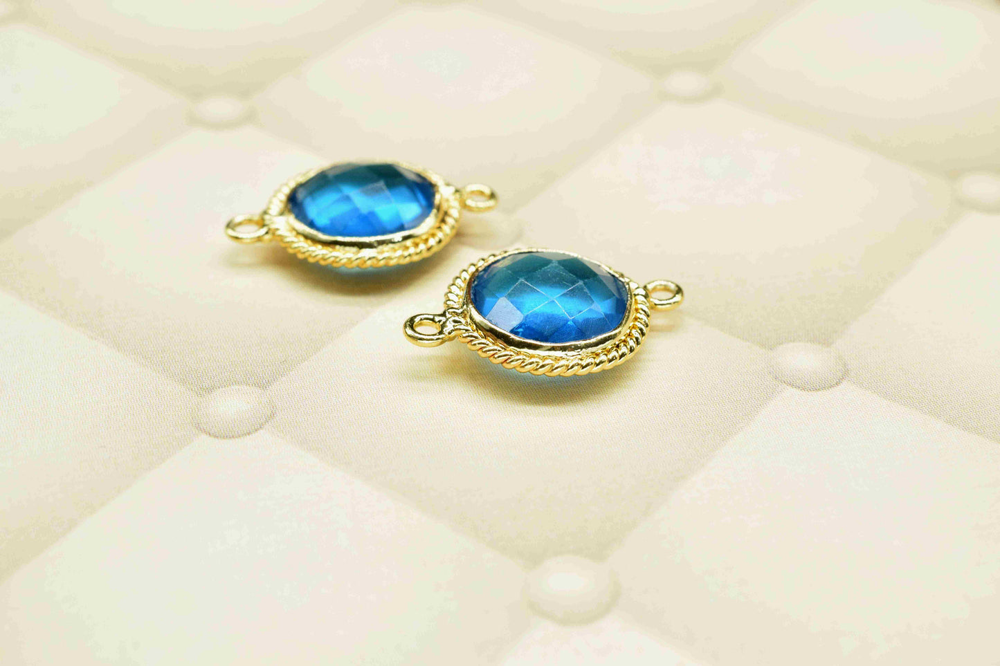 London Blue Topaz 10mm Round Double Bail Charms,Blue Topaz Bezels,Blue Topaz Bezels Charms,Topaz Double Loop Connector,Blue Topaz Charm,Gift