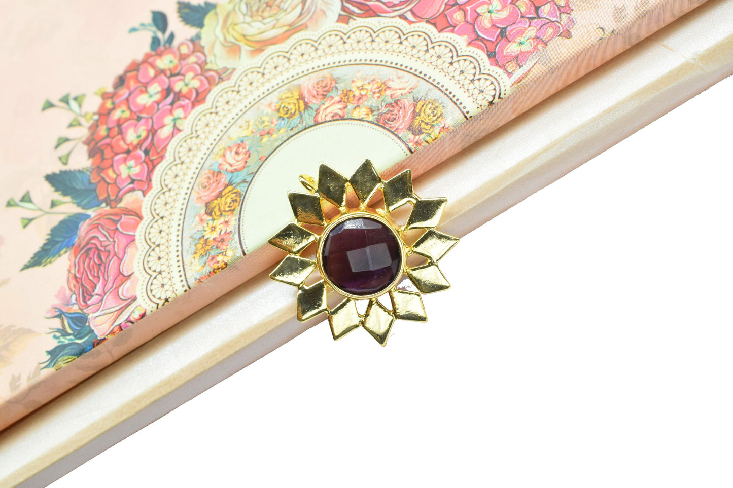 Handmade Findings Pendants,Flower Pendant Charms,Gemstone Beads Jewelry,Station Bezel Link,Craft Supplies,Star Charms Single Bail Connector