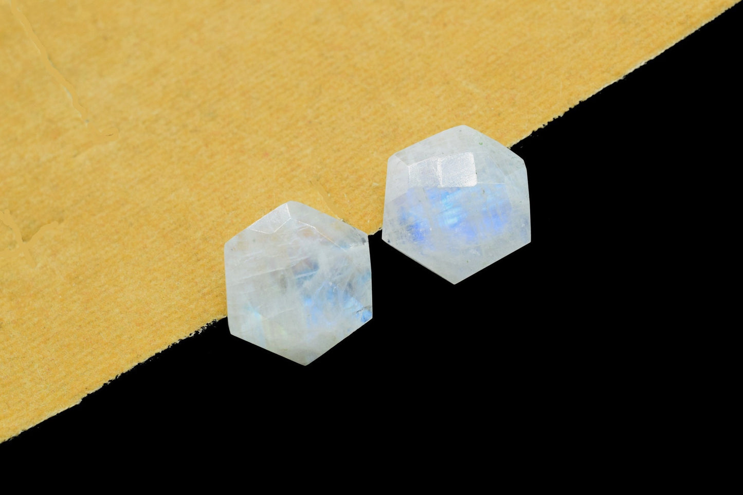 Rainbow Moonstone 15mm Hexagon Faceted Beads,15mm Hexagon Briolettes,Moonstone Briolettes,Jewelry Making Gemstone,Moonstone Faceted Beads