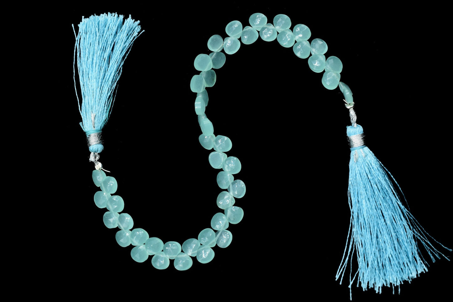 Aqua Chalcedony 6mm Heart Shape Briolettes,Chalcedony Briolette,AAA Quality Briolette,7''pear shape strand,Chalcedony stones Briolettes