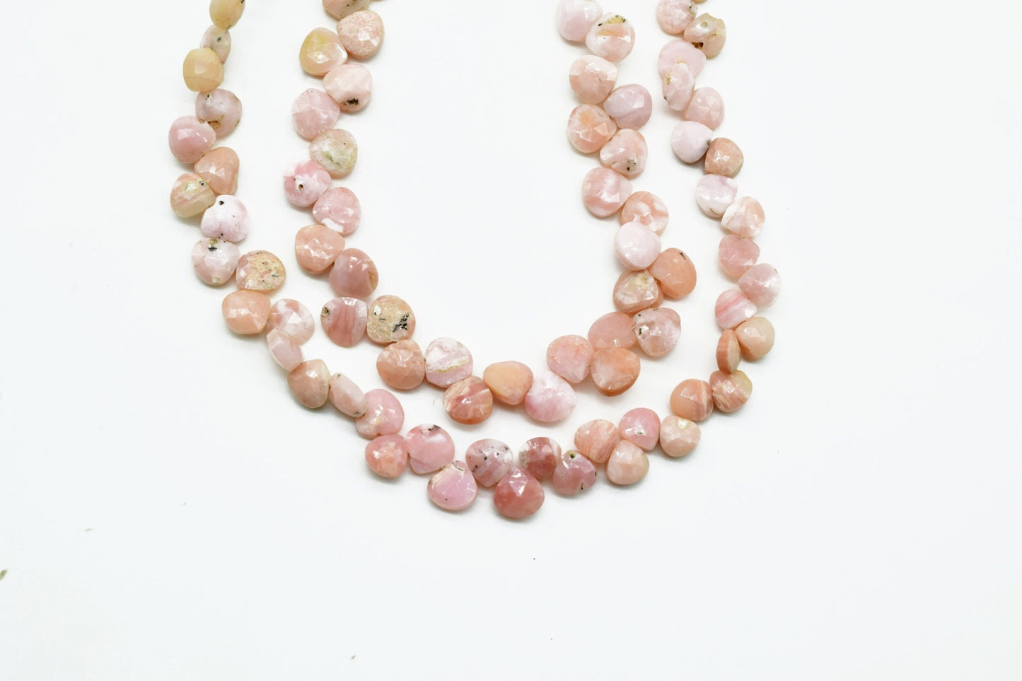 Pink opal heart Shape Briolettes,8mm pink opal heart shape strand,pink opal faceted Briolette,AAA Quality heart shape,Natural Pink Opal bead