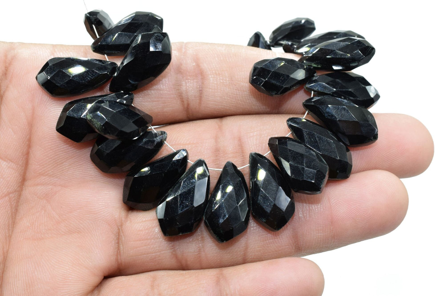 Black Onyx 10x20mm Horn shape faceted beads,Black Onyx Fancy Shape Briolettes,Gemstone Beads,Black Onyx Faceted beads,Shark Tooth shape bead