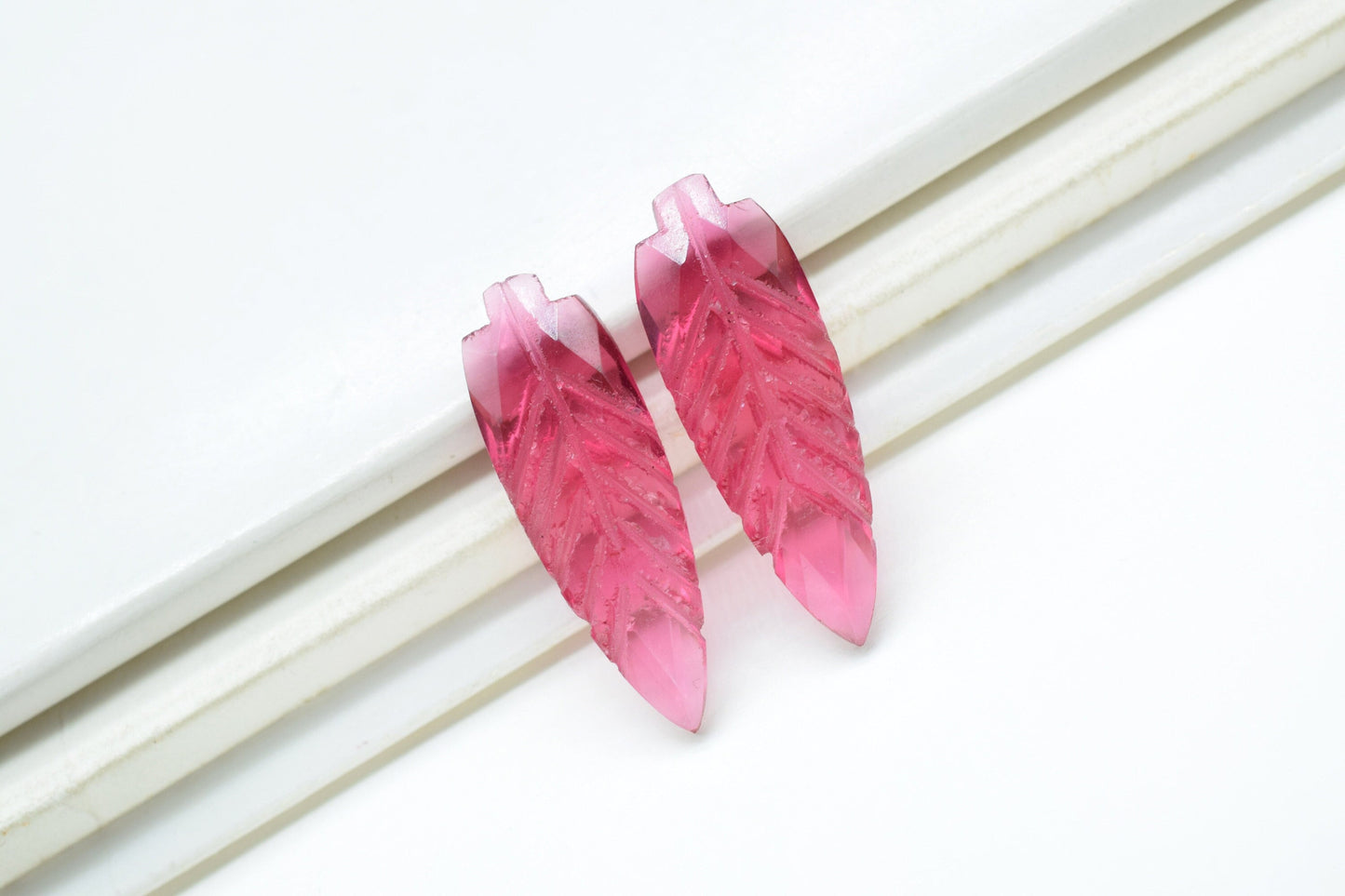 Pink Tourmaline 10x30mm Teardrop Faceted carved Briolettes,,Pink Gemstone Briolettes,Tourmaline Leaf Carved Briolettes,Hand Carved Beads,