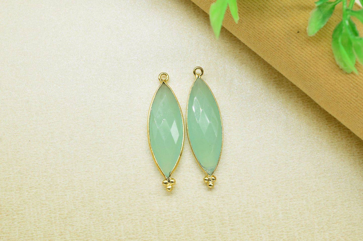 Aqua Quartz 10x30mm Bezel charm,Station Bezel Link Jewelry Suppliy,Aqua Quartz jewelry,marquise Shape Pendant,Aqua Quartz Gemstone Connector