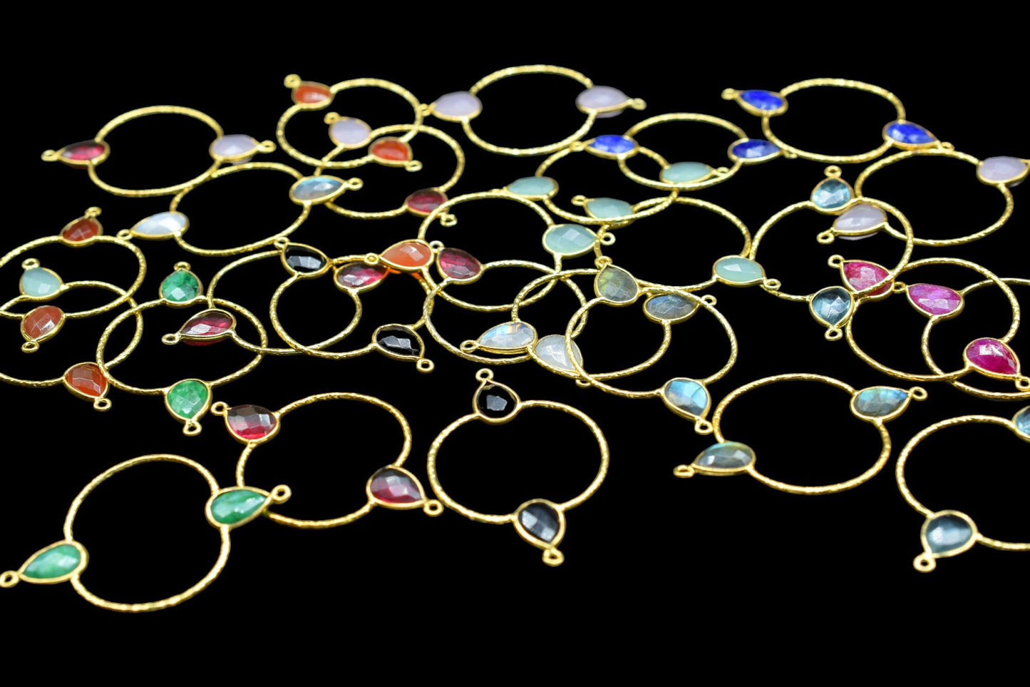 Sky Topaz Double Bail Bezel Connector,Topaz jewellery,Pear Shape Gold Plated Bezel Connector,Gemstone Jewelry,unique Bezel,Gemstone Earrings