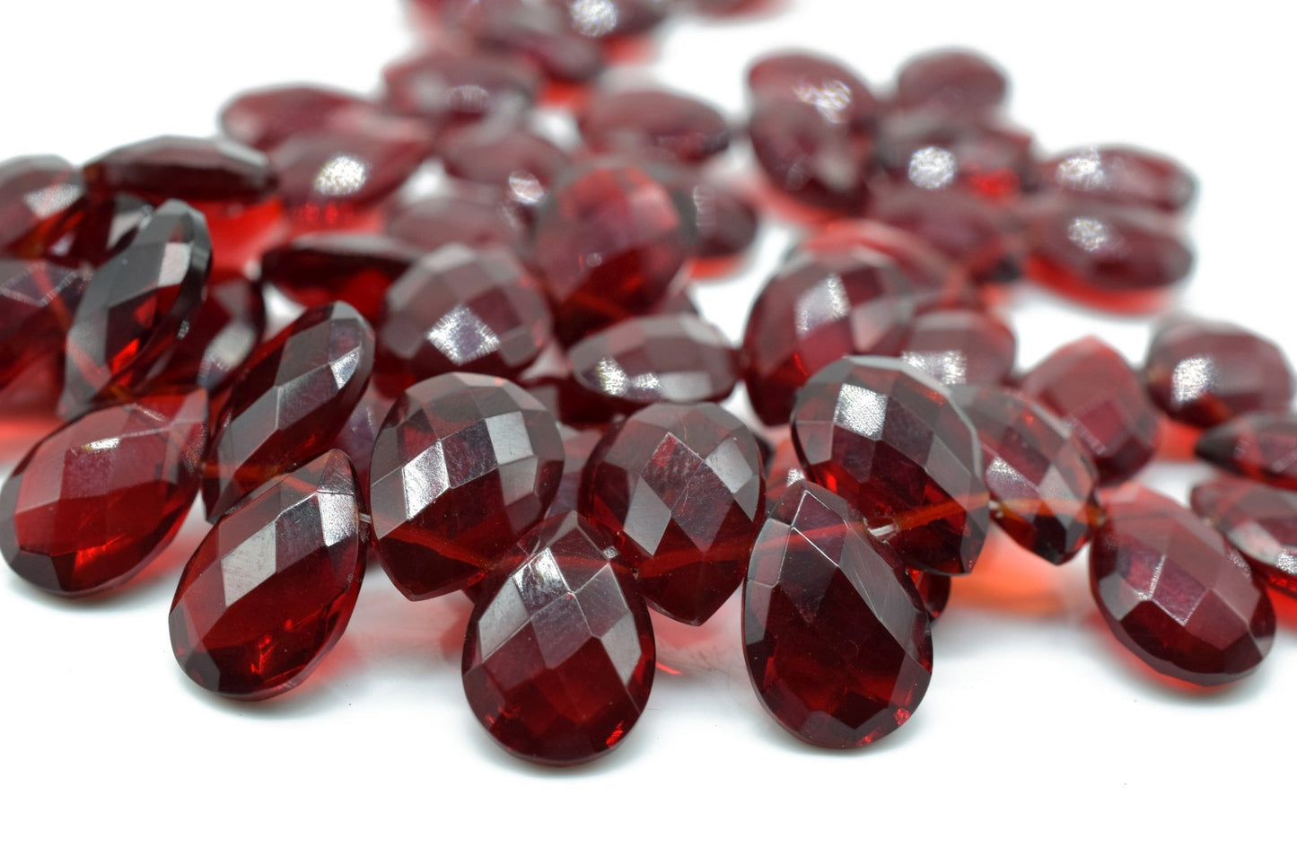 Red Garnet Quartz 9x13mm Faceted Pear Briolettes - Faceted Briolettes - Calibrated Gemstone - Chalcedony Pear Briolette,wholesale beads