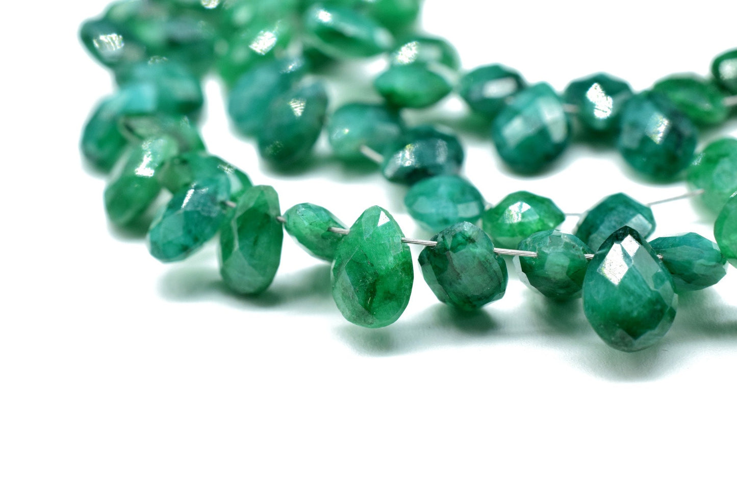 Emerald Faceted Pear Shape Beads Strand,6x8mm Teardrop Emerald Faceted Beads,7''teardrop Strand,Emerald Faceted Briolette,Natural Emerald