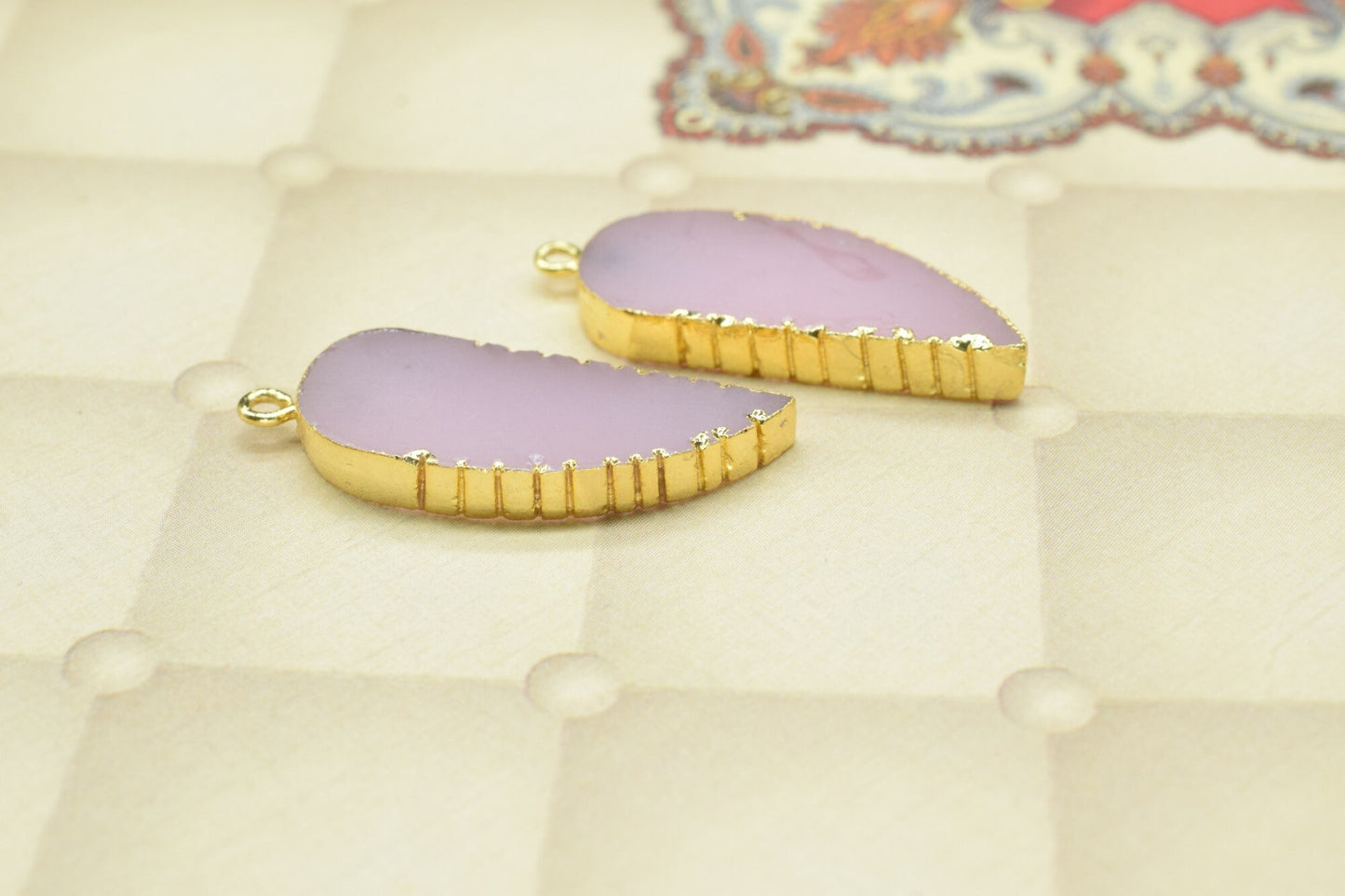 Rose Chalcedony Angel Wings Pendant,Handmade Leaf Shape Connector,Rose Quartz Connectors Jewelry,Single Bail,Gemstone Leaf Pendant Necklace