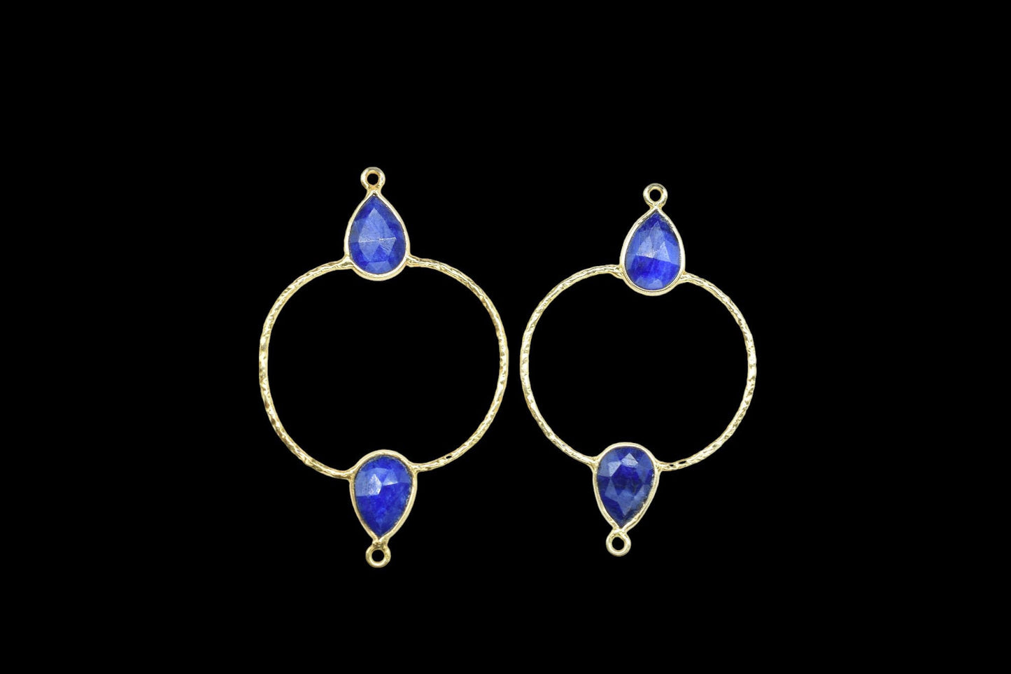 Blue Sapphire Bezel Connector,Handmade jewellery,Double Bail Connector ,Gemstone Bezel Components,Jewelry Findings Bezel Charms,Gemstone