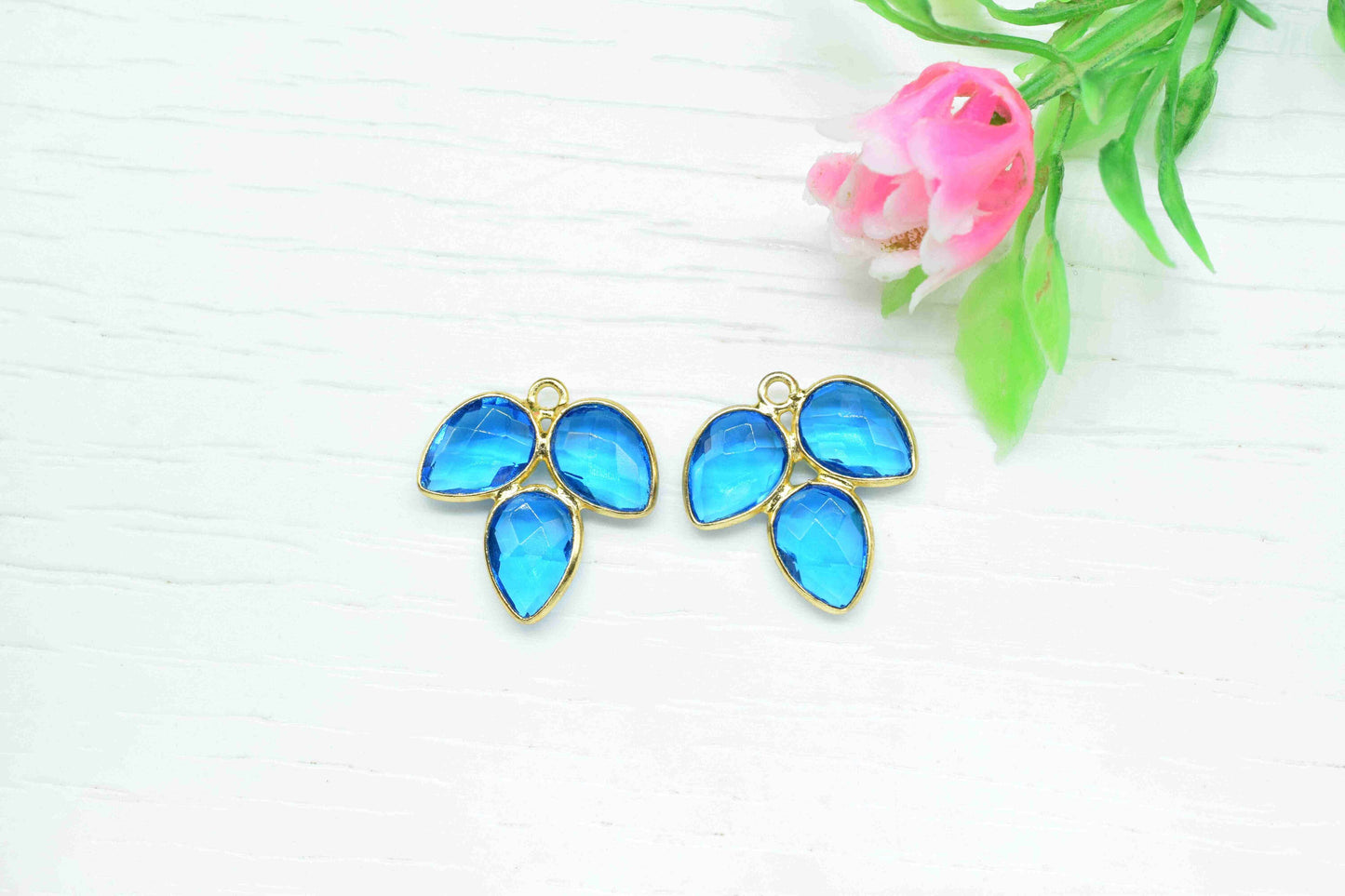 Blue Topaz component,Handmade Jewelry,Bezel Component,Blue Topaz Jewelry Making Supply,Blue Gemstone Component,Attached Bezel Pendant,Gift