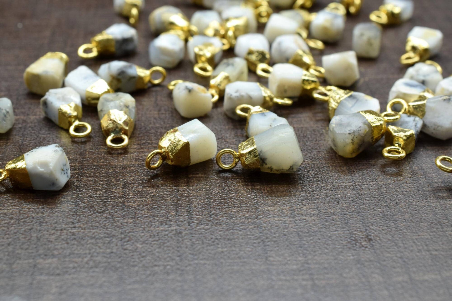 Dendrite Opal Raw Pendants,Rough Electroplated Chams,Dendrite Pendant Connectors Jewelry Necklace,Loose Rough Stone Pendant,Gemstone Pendant