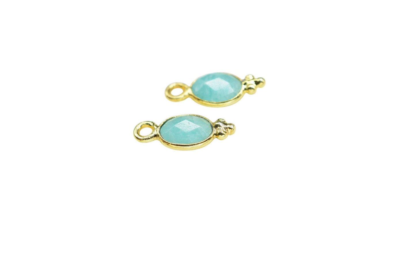 Amazonite Charms Connector/Handmade Jewelry/Gold Plated Connector/Tiny Pendant/Amazonite Pendant/Oval Shape Connector/Gemstone Charms/Gift