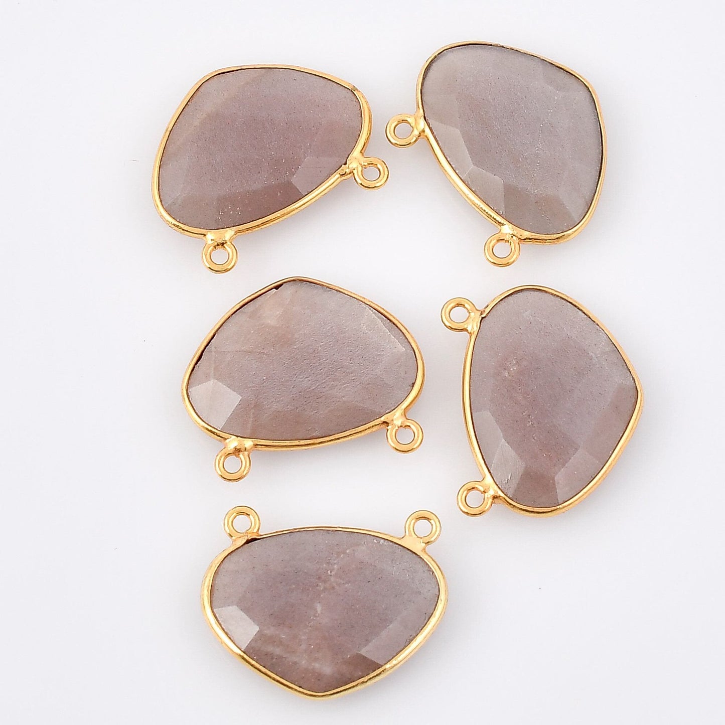 Peach Moonstone 15x20mm Bezel dual connector,Moonstone kidney Shape Gold Plated bezel,Moonstone Bezel,Vermeil Bezel,jewelry GoldFilled bezel