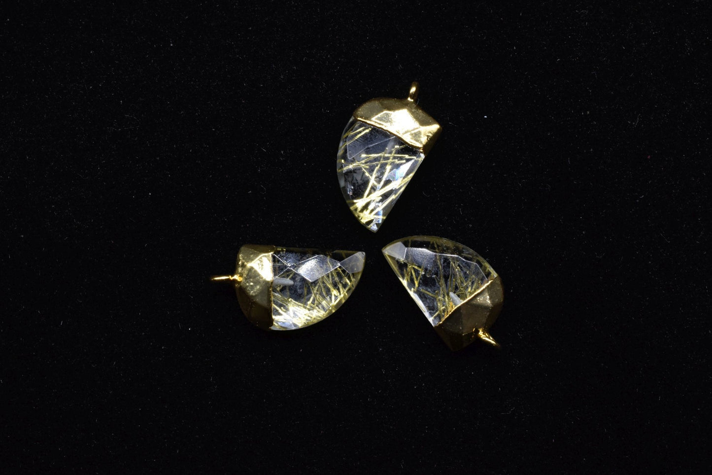 Golden rutile 10x15mm Horn shape Single loop connectors,Gold bezel,rutile Connector Bezel Set,Jewelry Making Supplies,rutile gold Connectors