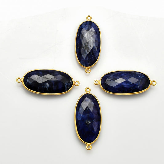 Blue sapphire 14x28mm Long oval Shape bezel,Gold Plated bezel,sapphire Bezel Charm,Gold Vermeil Bezel,jewelry making charm,Gold-Filled bezel