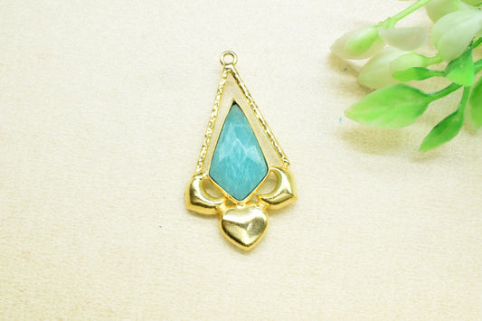 Amazonite Necklace Pendant/Single Bail Charm/Jewelry/Faceted Pendant/Gemstone Component/Necklace Pendant/Summer Collection/Anniversary Gift