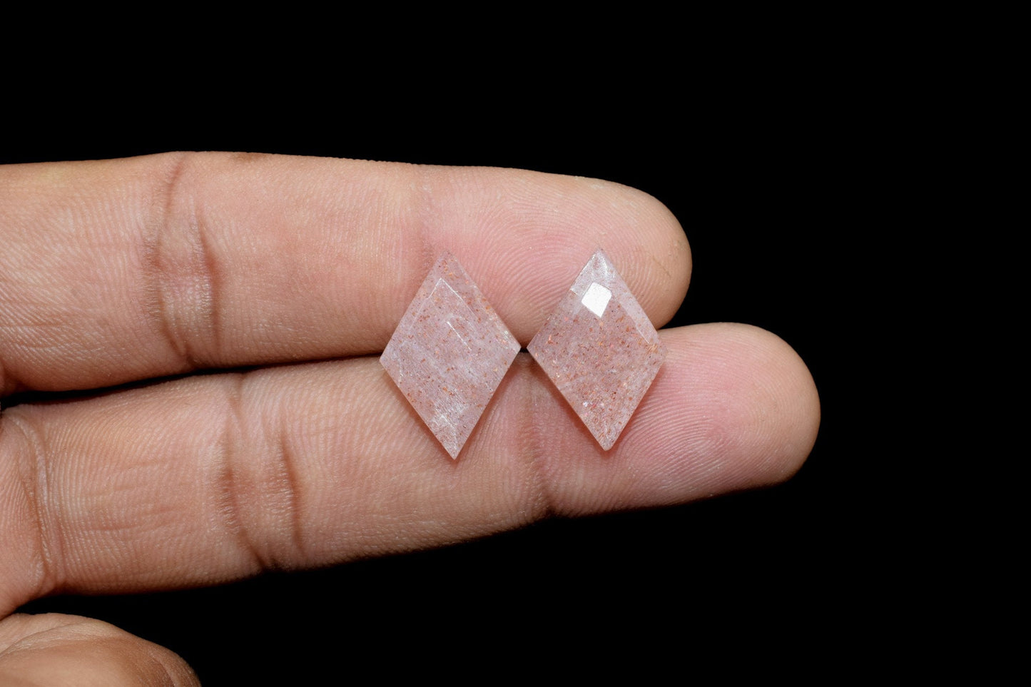 Peach Moonstone Diamond Shape,Peach Moonstone Cut Beautiful Pair,Faceted Checker,Loose Gemstone For Jewelry Making,Calibrated Size, Loose