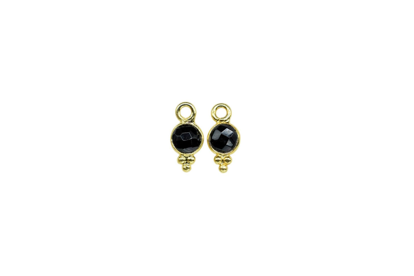 Black Onyx Charms Connector/Handmade Jewelry/Gold Plated Connector/Tiny Pendant/Black Onyx Pendant/Round Shape Connector/Gemstone Charms