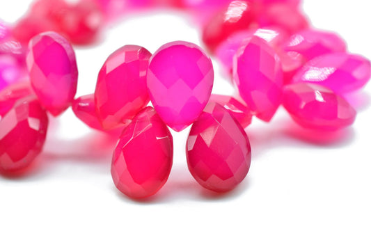 Pink Chalcedony Teardrop 7x10mm Briolettes,Natural Gemstone Pink Chalcedony,Chacledony Teardrop Briolettes,Drop Shape Beads Pink Chalcedony