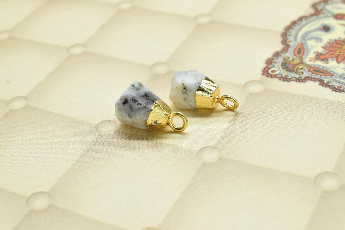 Dendrite Opal Raw Pendants,Rough Electroplated Chams,Dendrite Pendant Connectors Jewelry Necklace,Loose Rough Stone Pendant,Gemstone Pendant