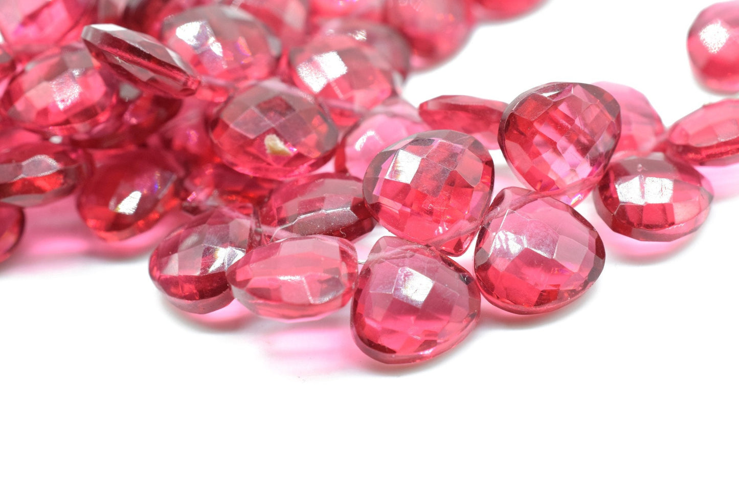 Tourmaline Heart Shape Briolettes,Precious Briolettes,10mm Heart Shape Faceted beads,Pink Briolettes,AAA Quality beads,50 pcs full Strand