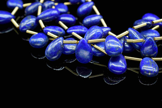 Lapis Lazuli Smooth 8x12mm To 9x12.5mm Pear Shape Briolettes,Lapis Gemstone Beads,10 Inch Strand,Teardrop Smooth Jewelry,Lapis Strand beads
