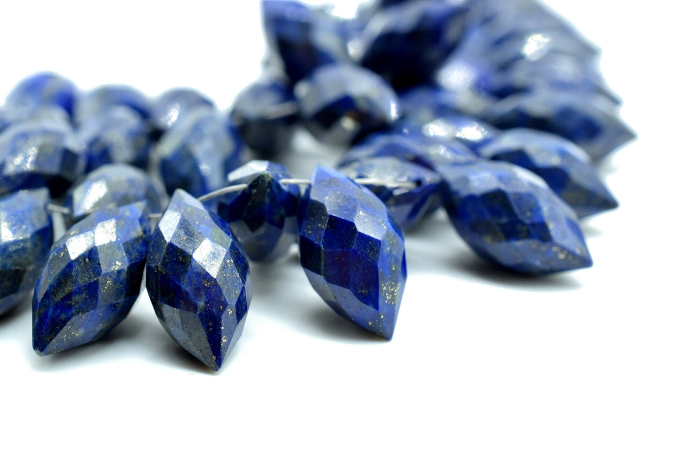 Lapis Lazuli Dew Drops faceted beads,8x16mm Dew Drops briolettes,Foxtail Briolettes,Fancy Cut Dew Drop beads,Lapis Lazuli briolettes,Beads