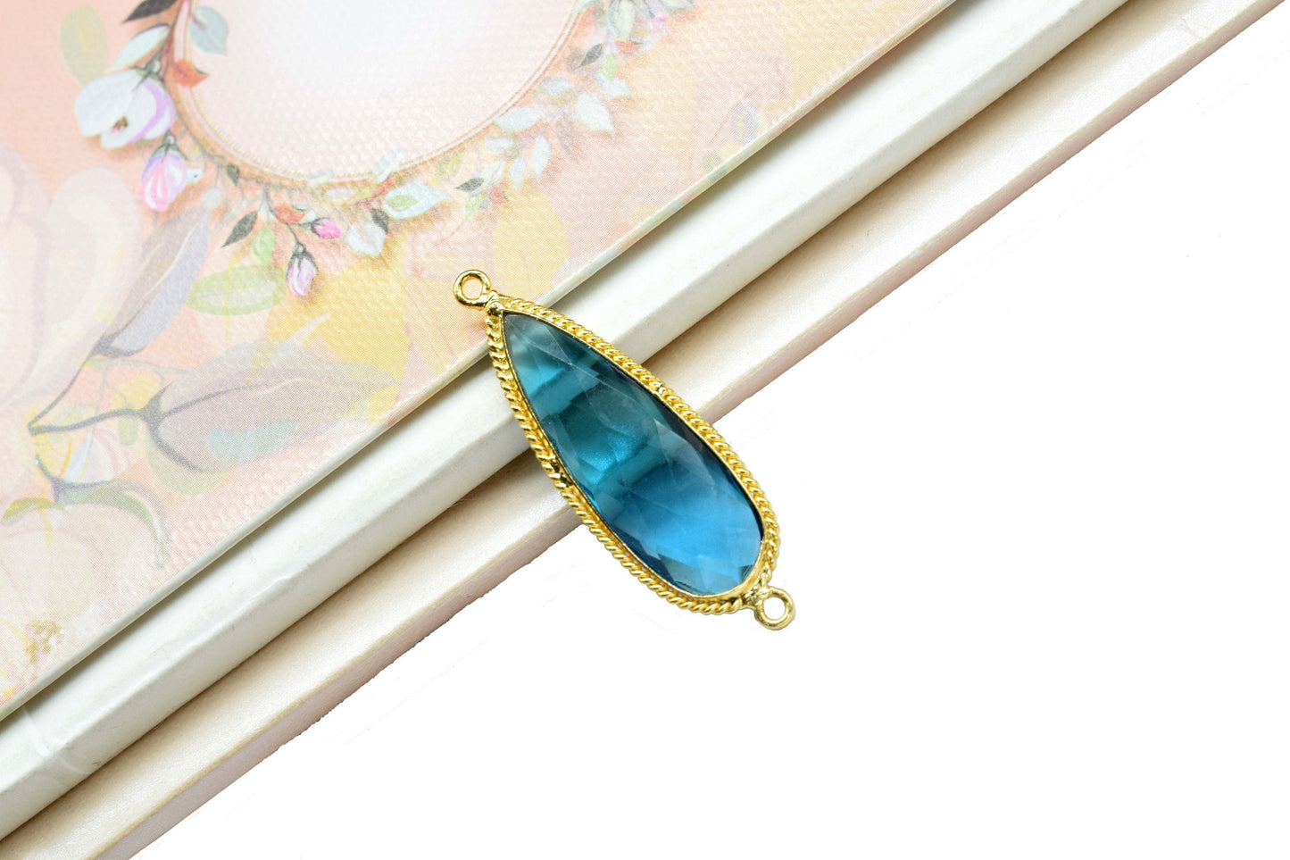 Neon Apatite Gemstone 10x30mm Pear Shape Bezel charm,Neon Apatite Gold Plating Double Bial Pendant,Apatite Gemstone Faceted Teardrop Bezels
