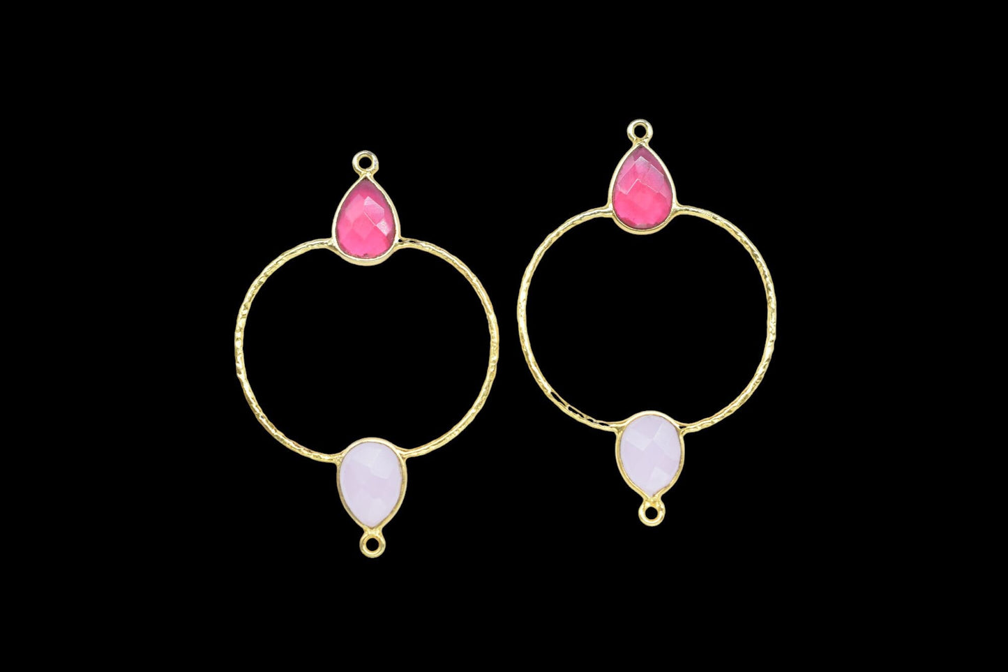 Pink Tourmaline Double Bail Bezel Connectors,Two Gemstone Bezel Connector,Gemstone Jewelry,unique Bezel,Rose Quartz Bezel Connectors,B'Gifts