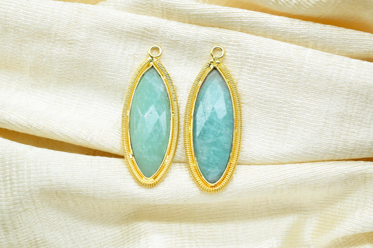 Amazonite 10x30mm Bezel Charm,Gemstone connector,Marquise Shape Charm,Single Bail Pendant,Handmade Component Pendant,Emerald Bezel Jewelry