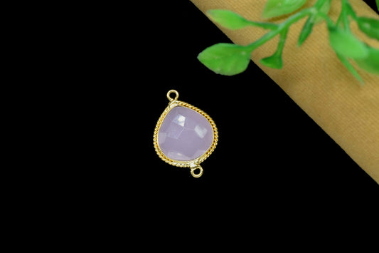 Rose Quartz Checker Board cut Pendant,Rose Quartz Gemstone 14mm Heart shape charm,Gemstone connector,Rose Quartz Double Bail Pendant Jewelry