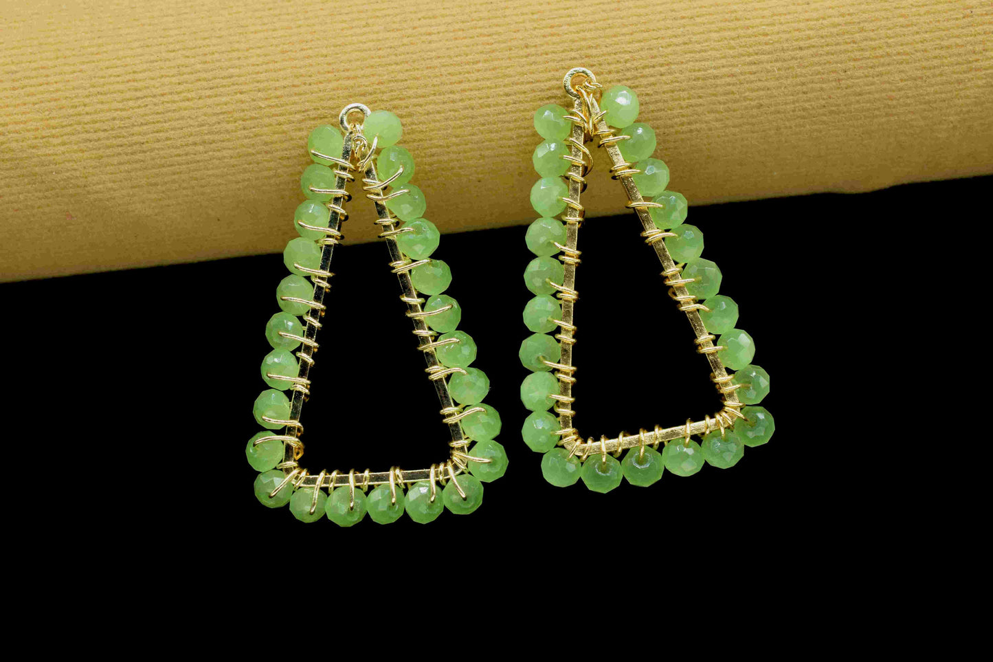 Prehnite Wire Wrapped Dangle Earring, Gemstone Component, Handmade Connector,Beaded Earring Connector,Finding Necklace,Triangle Jewelry,Gift