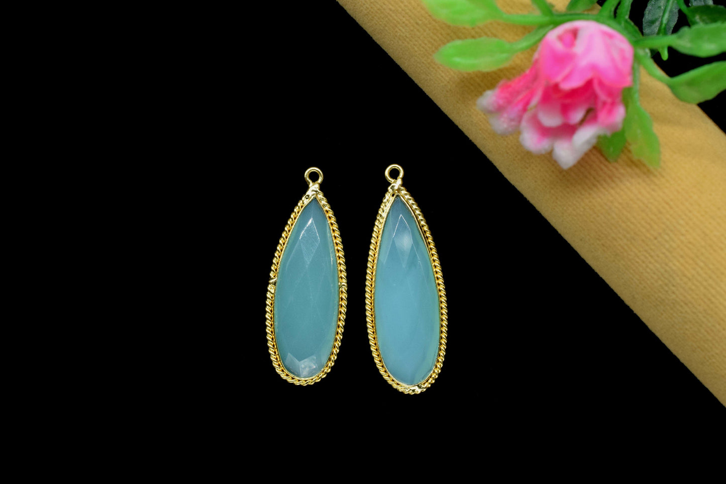 Aqua Chalcedony Gemstone 10x30mm Teardrop Shape Charm,Chalcedony Single Bail Pendant JewelryAqua Chalcedony Connector jewelry supplies,Gift