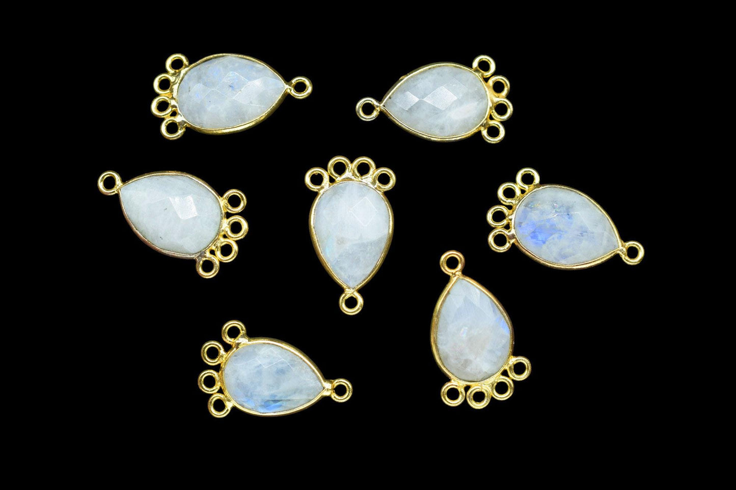 Moonstone 10x14mm Teardrop Bezel Charm/Charms Connector/Handmade Jewellery Connectors/Gemstone Brass Component/Women Jewelry/B'day Gift