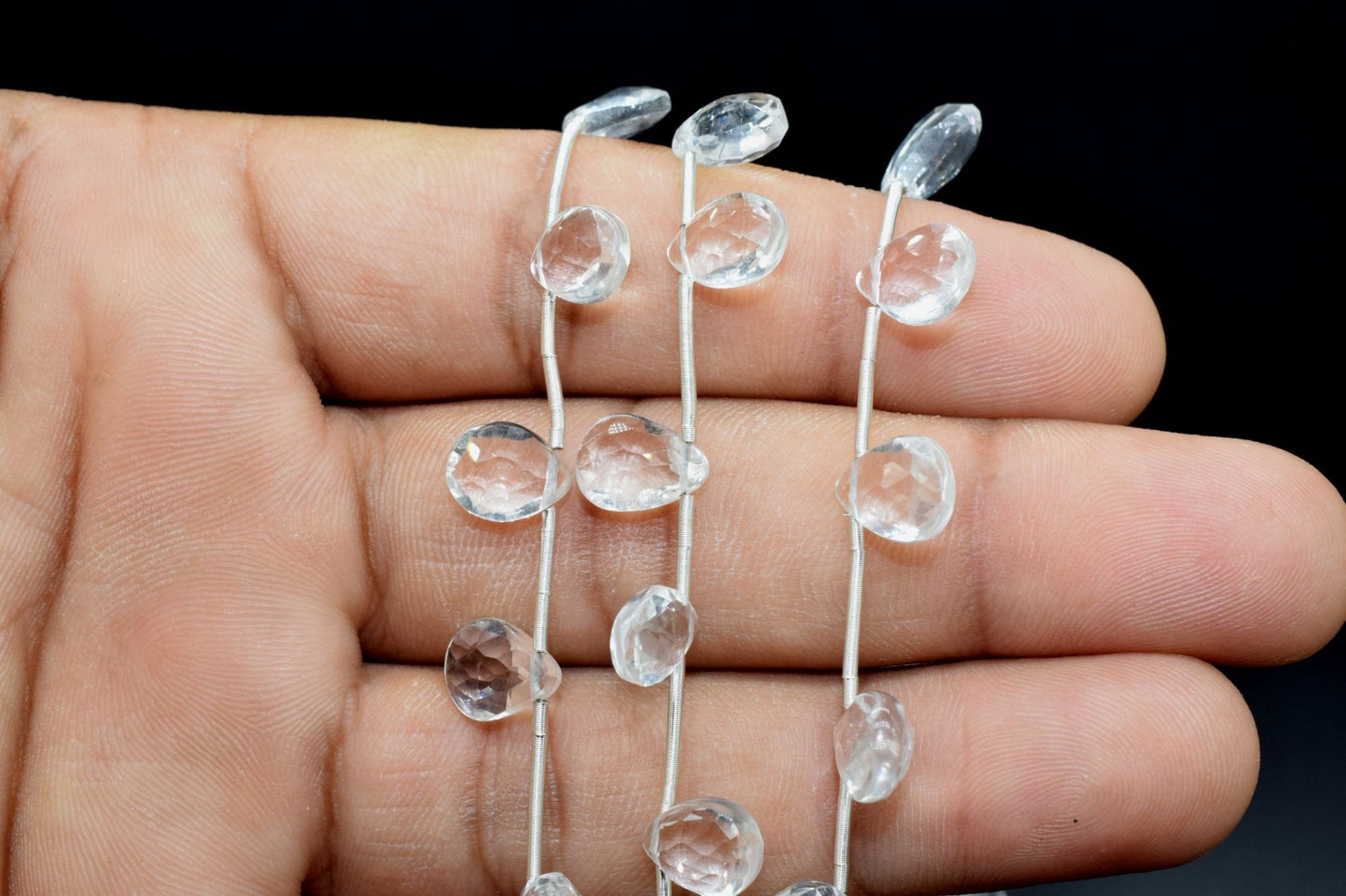 Crystal 7x10mm TearDrop Briolettes,Crystal Briolettes,Jewelry making beads,Craft beads,Crystal Pear shape Briolettes strand,Clear Quartz