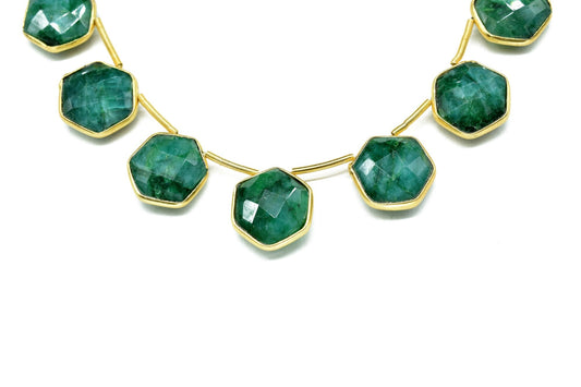 Emerald 10mm Faceted Hexagon Shape Single Bail Connector strand,Single Bail Charm,Emerald Faceted Gemstone JewelryMaking Component