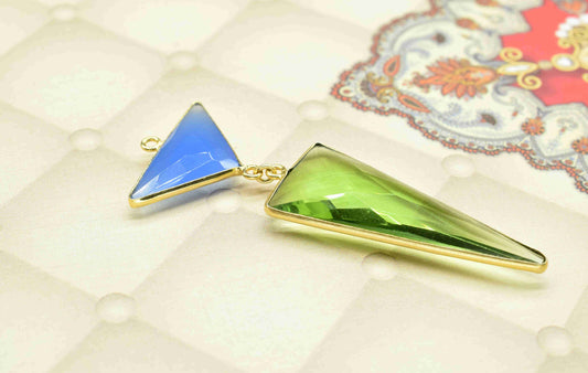 Blue Chalcedony Pendant Charms , Peridot  Earring Component , Multi Gemstone Dangle Earring , Component Jewelry , B'day Gift