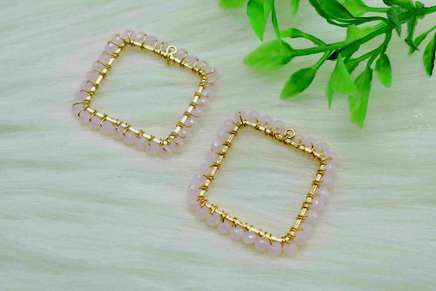 Rose Quartz Wire Wrapped Dangle Connector, Gemstone Component, Handmade Earring, Finding Necklace Component Jewelry,Beaded Earring Connector