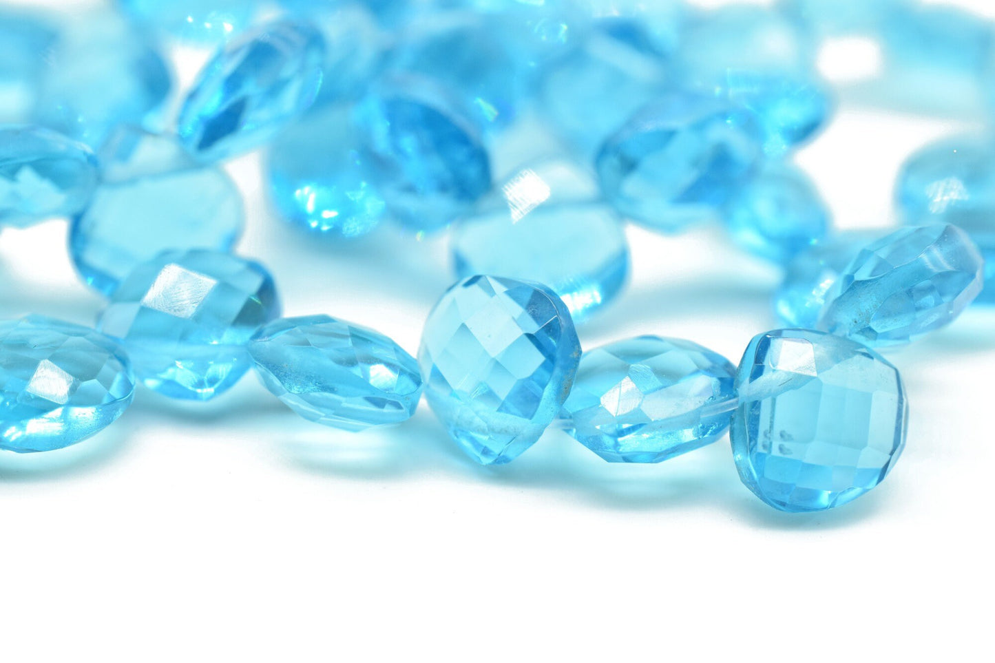 London Blue topaz Heart shape 6mm Briolettes,Jewelry making supplies,craft supplies,Blue topaz faceted briolettes beads strands,topaz beads