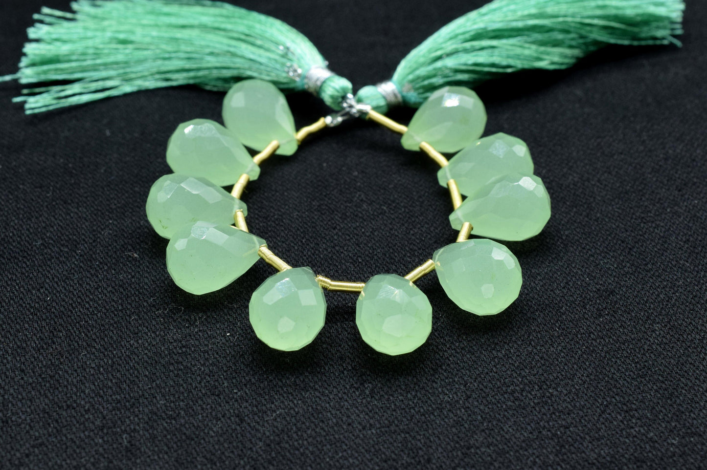 Prehnite Faceted drops Shape Briolette,10x14mm Drop Beads,Prehnite Faceted Teadrop Briolette , AAA Quality Briolette Beads.jewelry beads