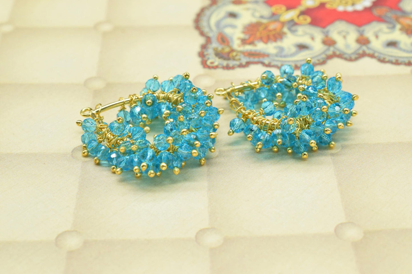 Sky Topaz Pendant Charms,Wire Wrapped Gemstone Component,Brass Pendant Jewelry Supply,Vermeil Dangle Earring,Handmade Beaded Charms Necklace