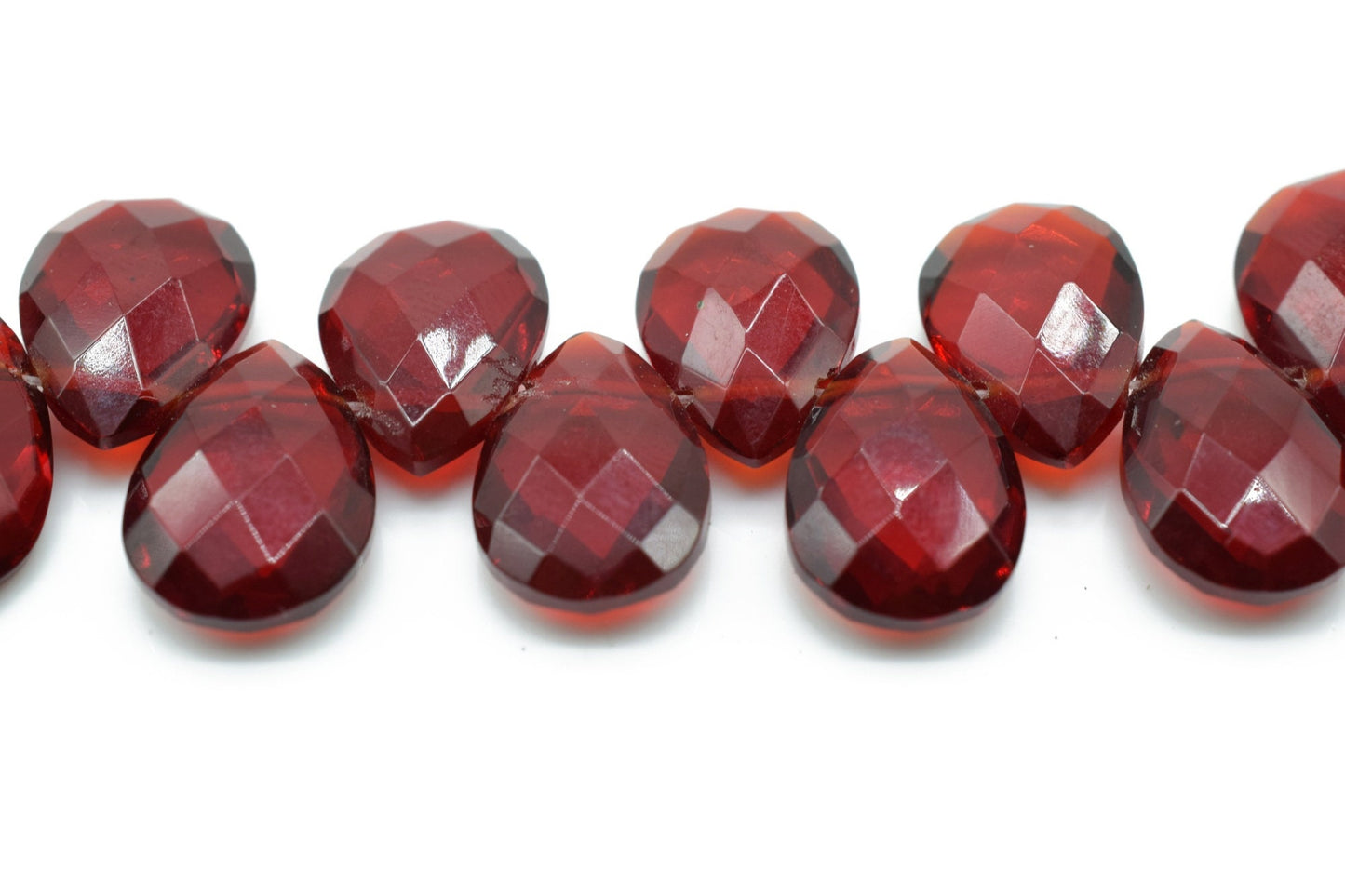 Red Garnet Quartz 9x13mm Faceted Pear Briolettes - Faceted Briolettes - Calibrated Gemstone - Chalcedony Pear Briolette,wholesale beads