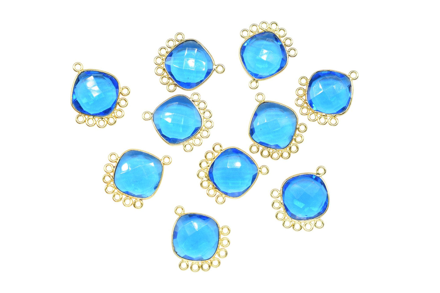 Blue Topaz 14mm Cushion Bezel Charms/Gemstone Single Bail/Component charm/Handmade Jewellery Connectors/Women Jewelry/Handmade Connector